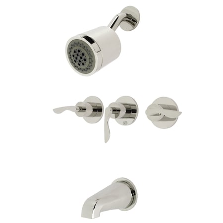 Kingston Brass KBX8136SVL Three-Handle Tub and Shower Faucet, Polished Nickel KBX8136SVL